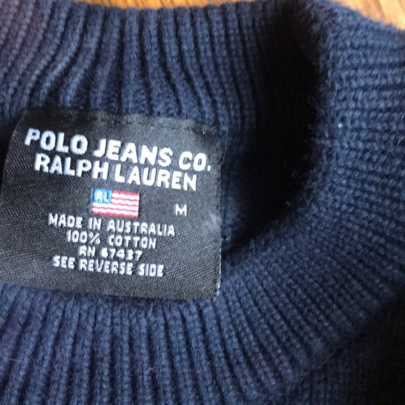 Vtg ribbed men’s M RL polo jeans co. Sweater - Picture 3 of 5